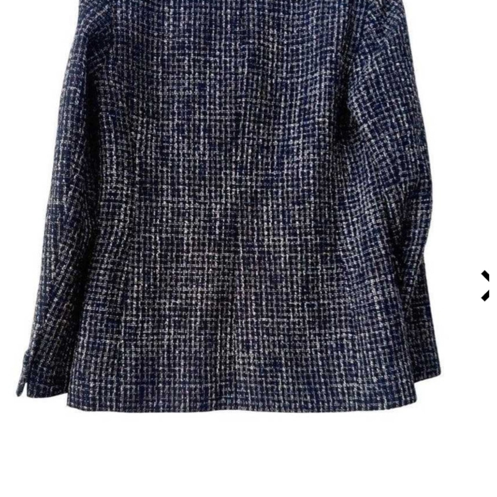 Babaton Navy Plaid Tweed Blazer Size 10 - Picture 3 of 12